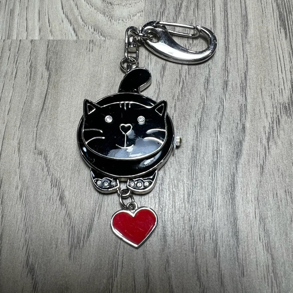 JAS Black Cat Watch Keychain